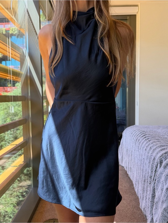 Open Edit Dresses & Skirts - Open Edit Navy Satin Backless Summer Mini Dress